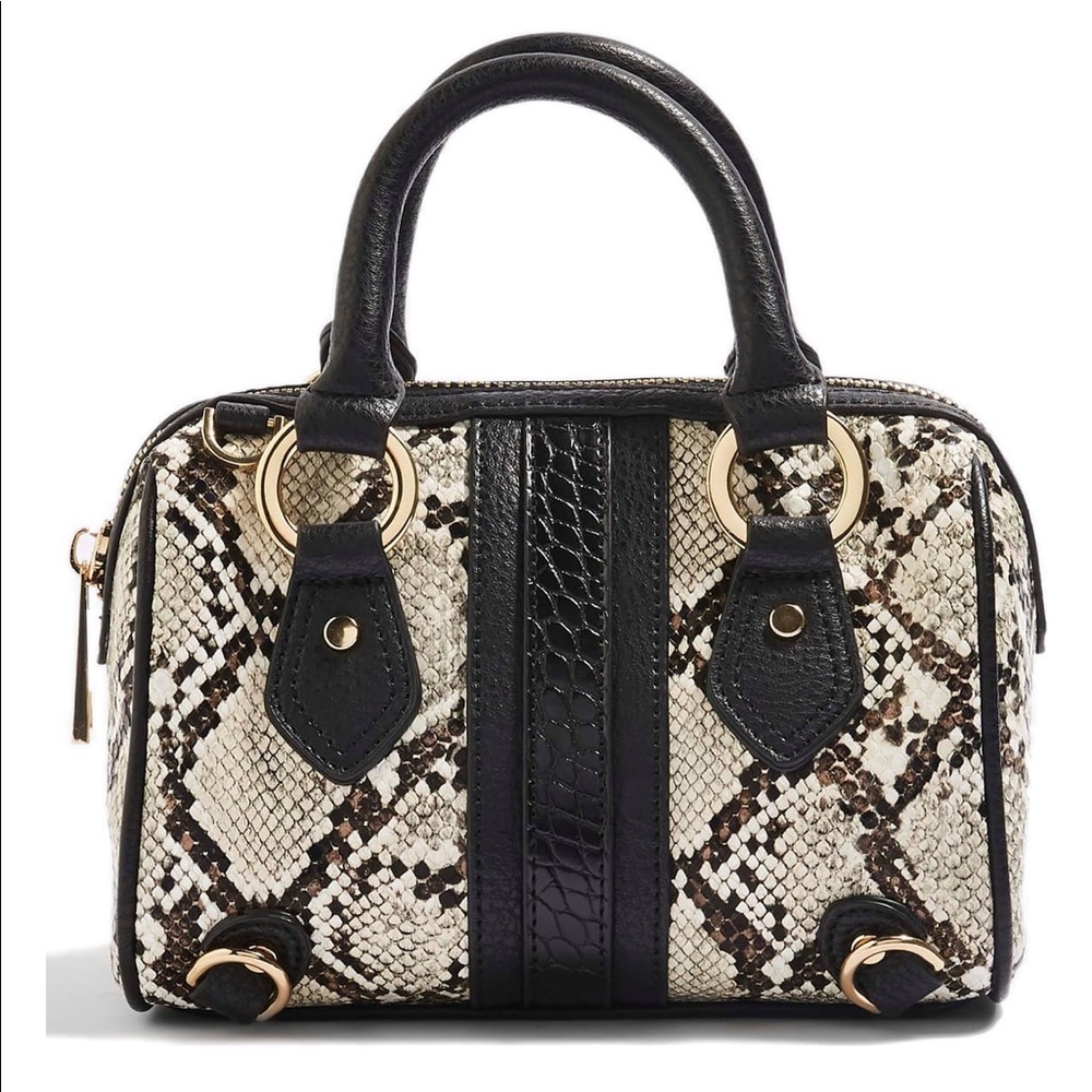 Faux snakeskin bowler bag